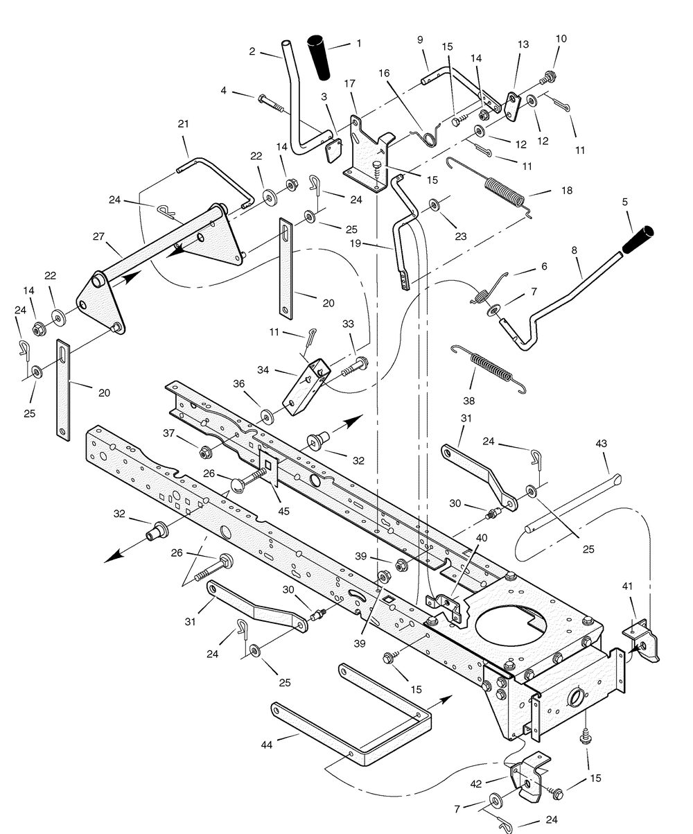 Mower Housing Suspension Diagram and Parts List for 405013X50B 2006 Briggs and Stratton Lawn Tractor